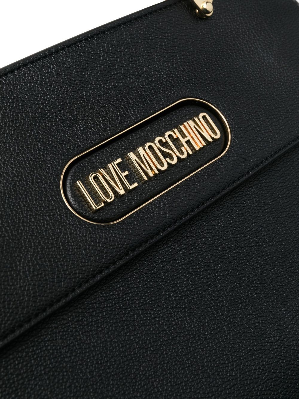 Moschino logo-plaque grained tote bag - Image 4