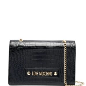 Moschino logo-embellished croc-effect shoulder bag