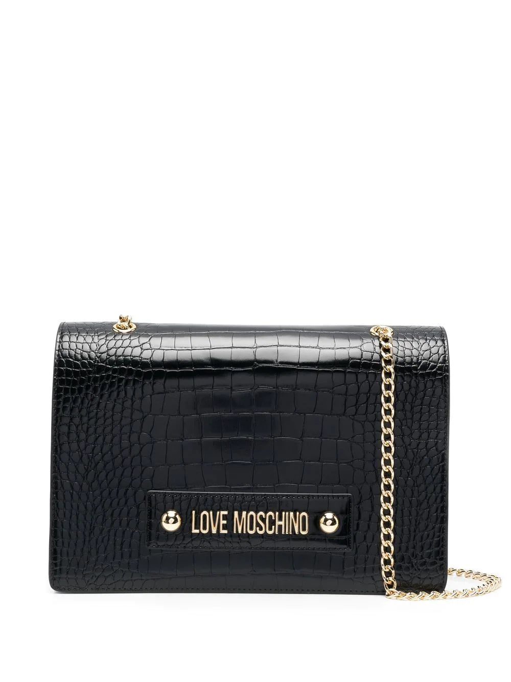 Moschino logo-embellished croc-effect shoulder bag