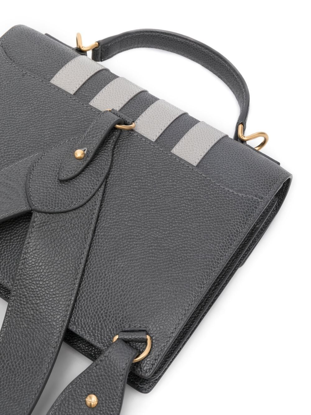 Thom Browne appliqué-stripe leather satchel - Image 4