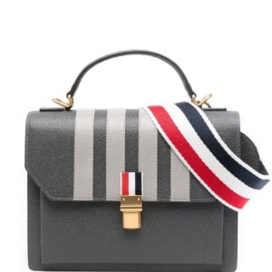 Thom Browne appliqué-stripe leather satchel