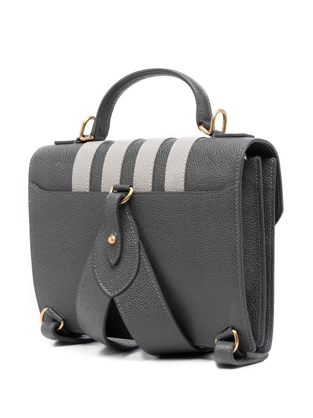 Thom Browne appliqué-stripe leather satchel - Image 3