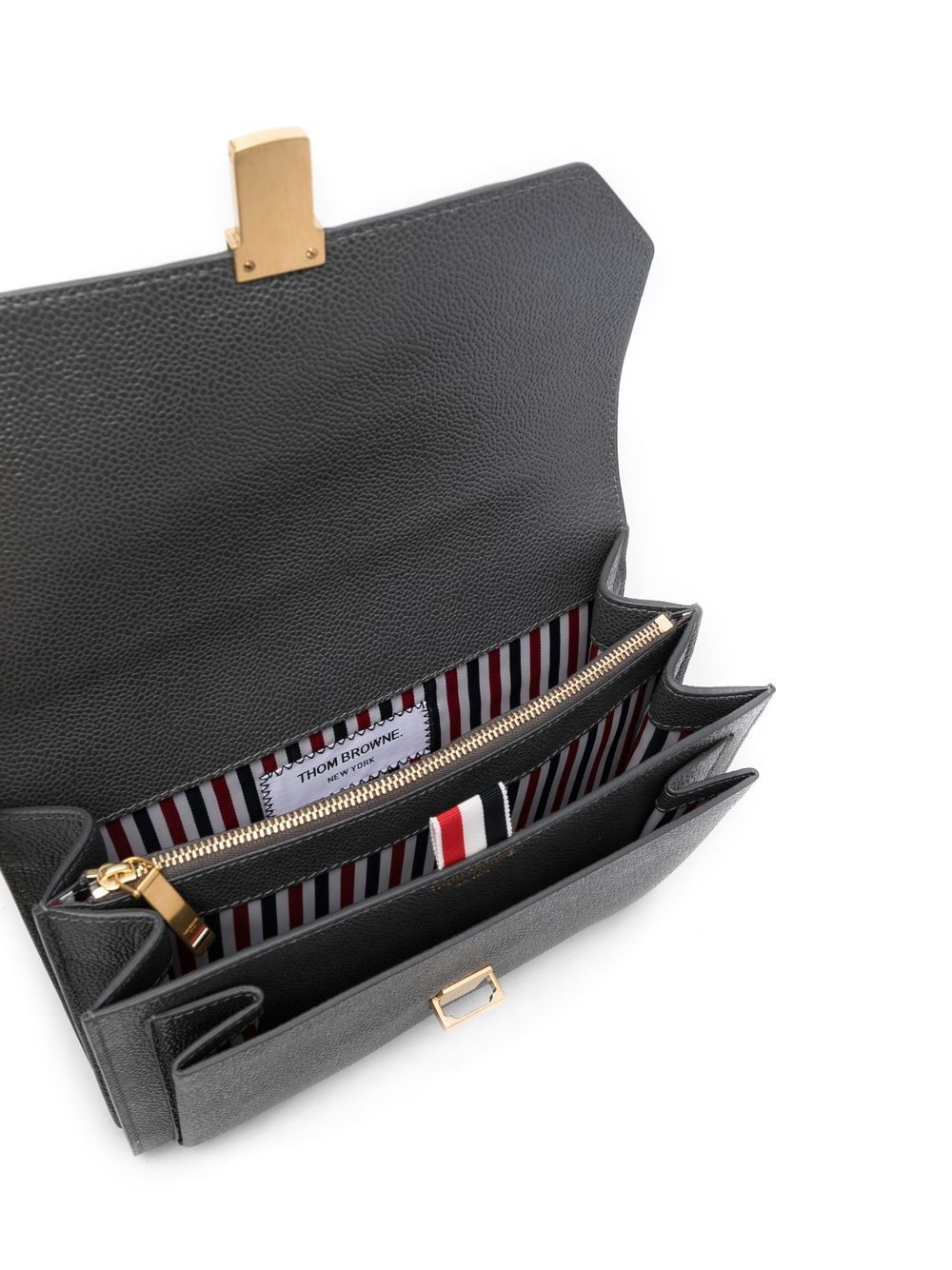 Thom Browne appliqué-stripe leather satchel - Image 5