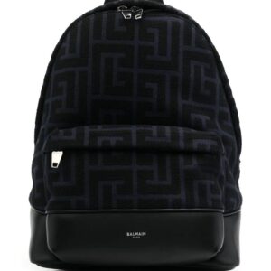 Balmain textured monogram-print backpack