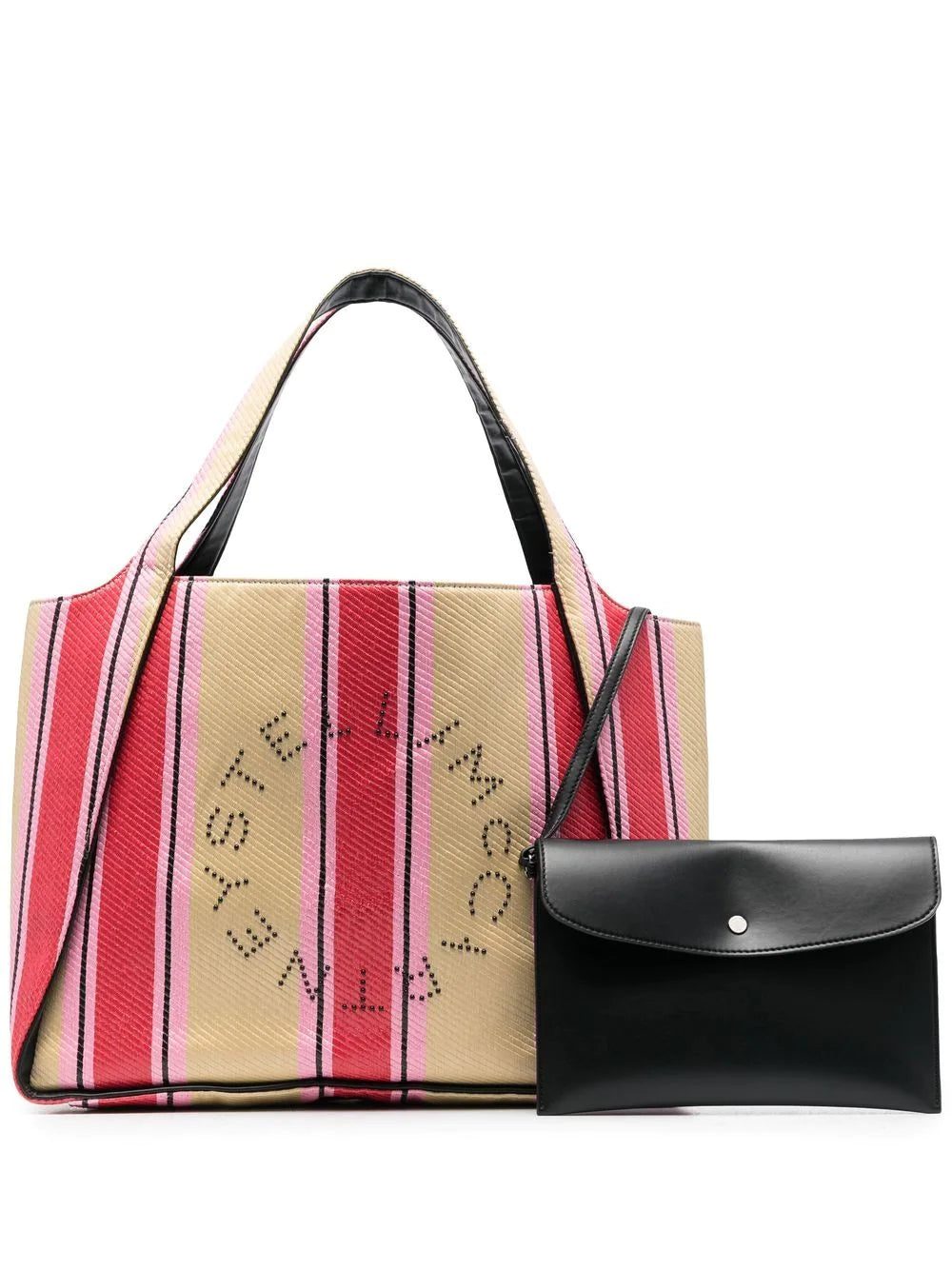 Stella McCartney striped logo-print tote bag