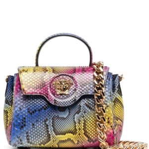 Versace Medusa-plaque snakeskin shoulder bag