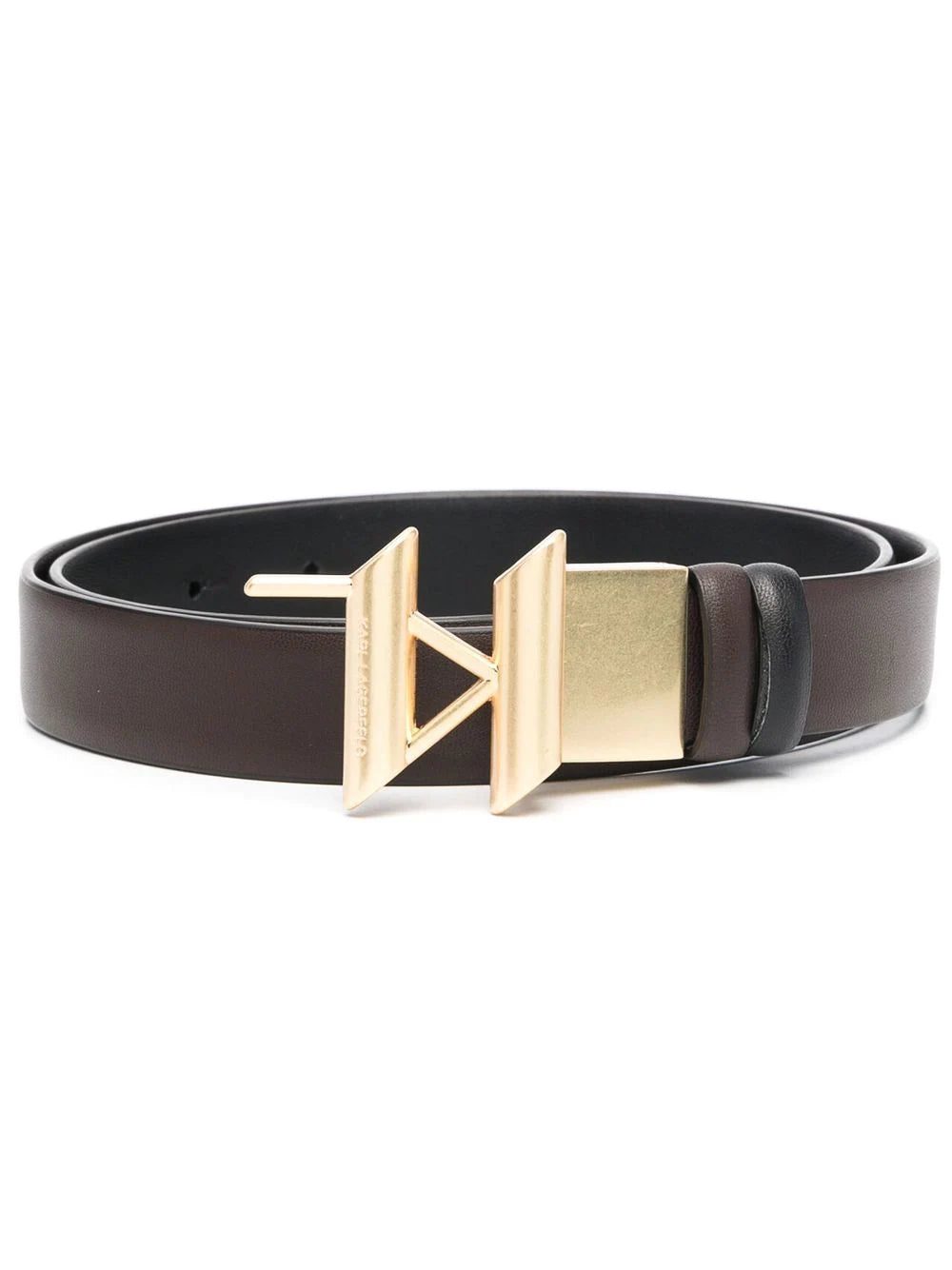 Karl Lagerfeld logo-plaque leather belt
