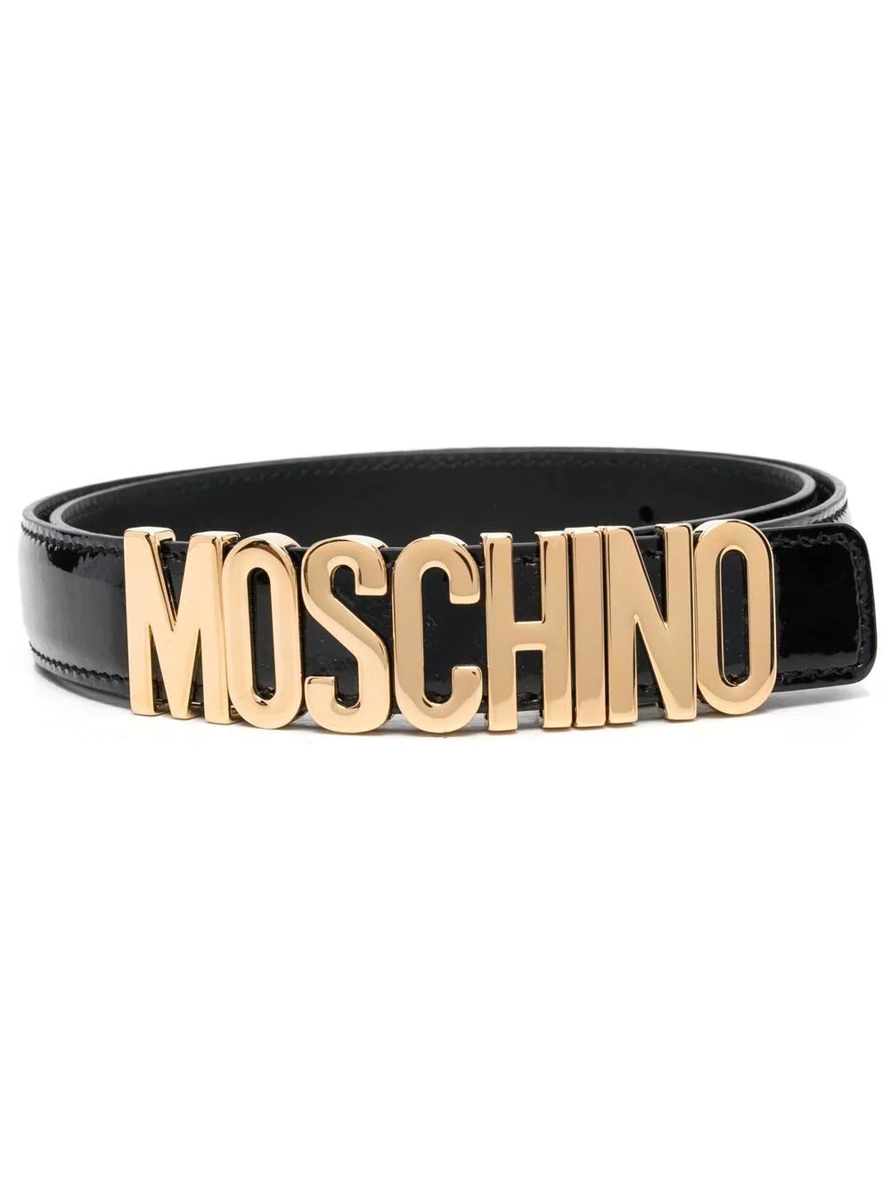 Moschino logo-buckle leather belt