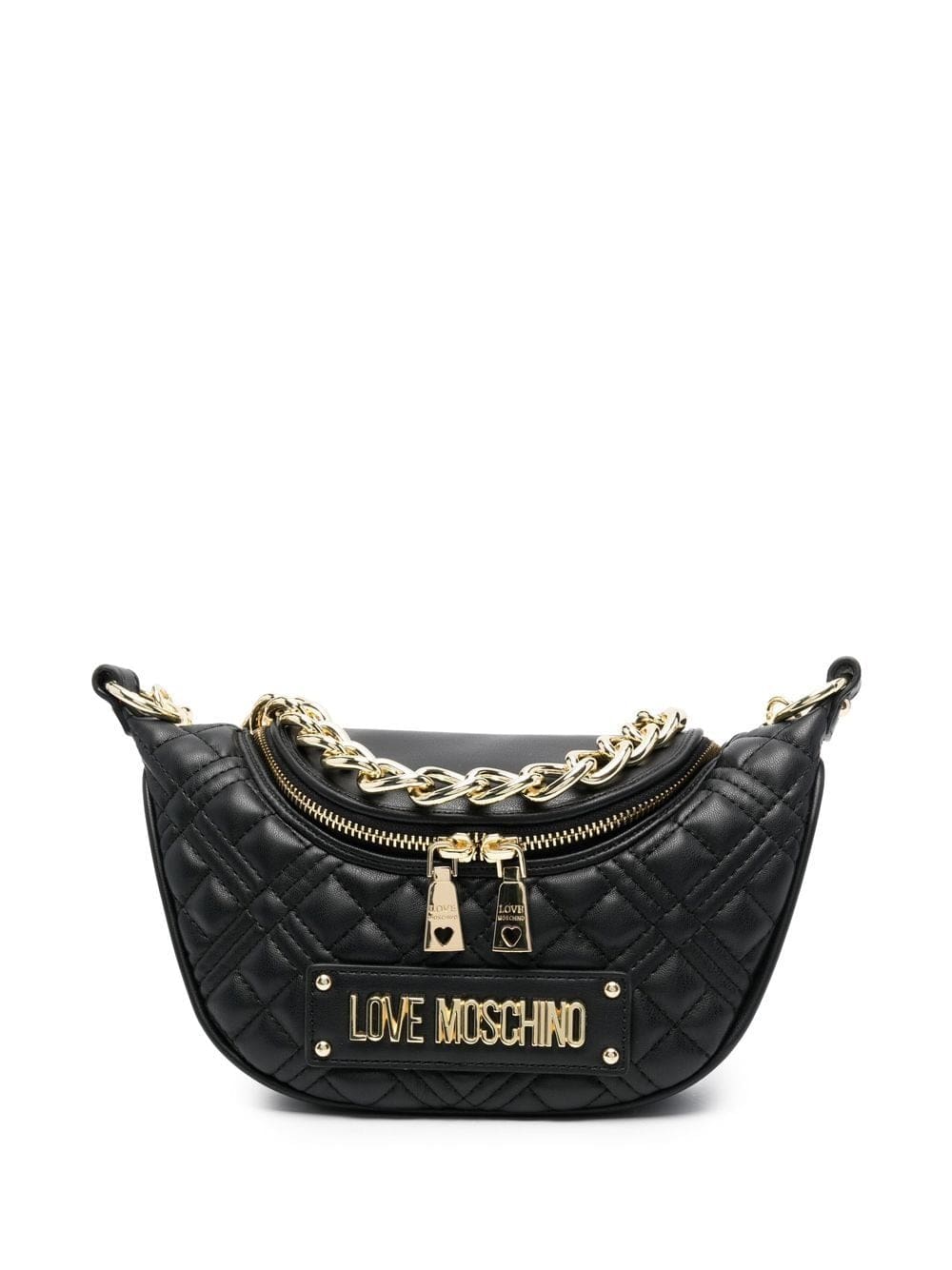 Love Moschino logo-plaque quilted shoulder bag