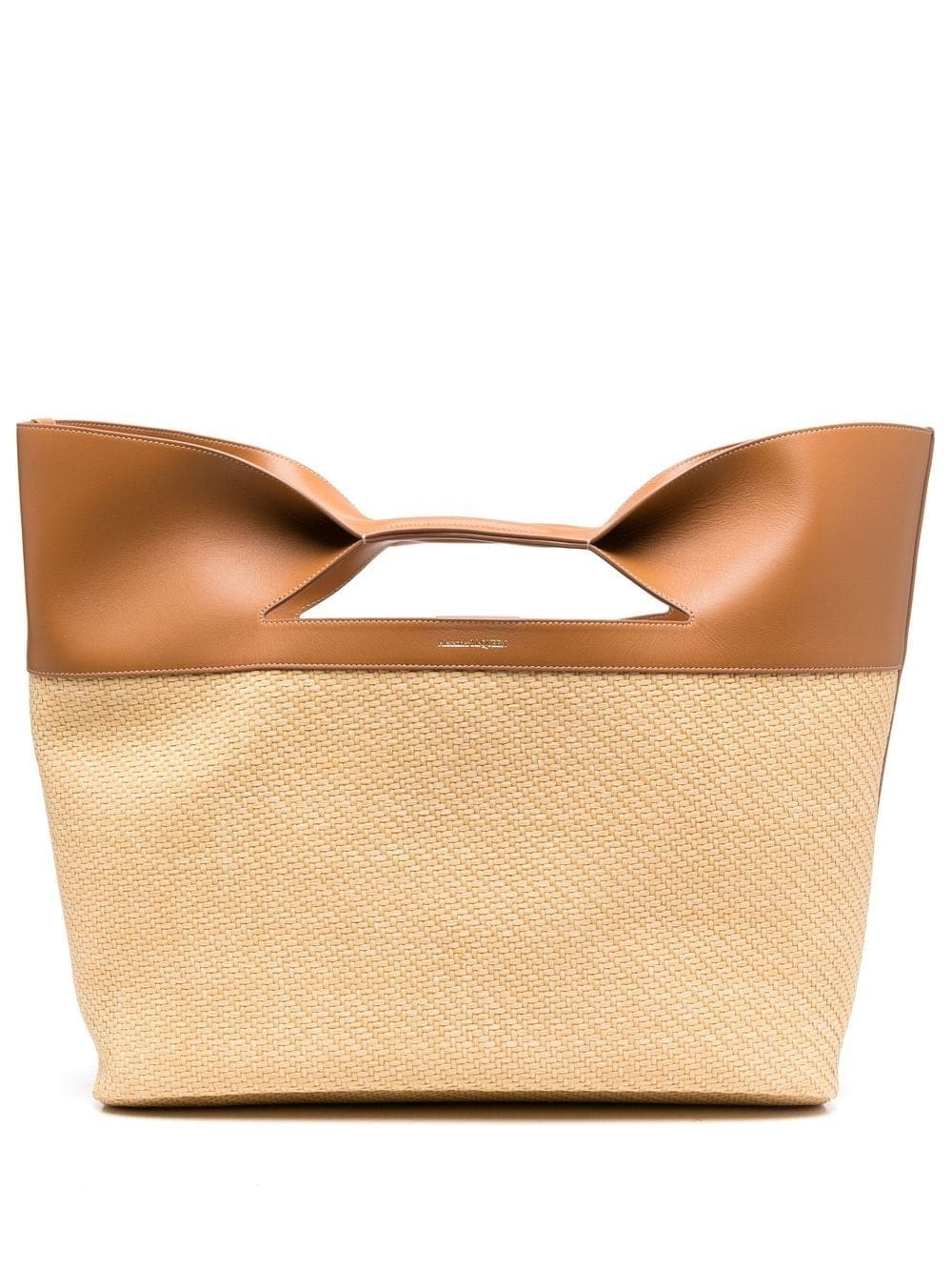 Alexander McQueen The Bow straw-woven tote bag