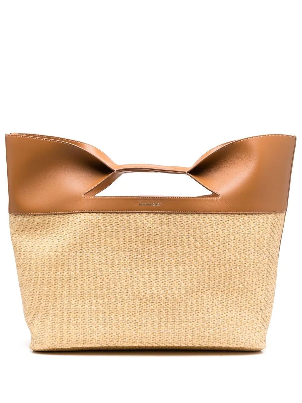 Alexander McQueen The Bow straw-woven tote bag