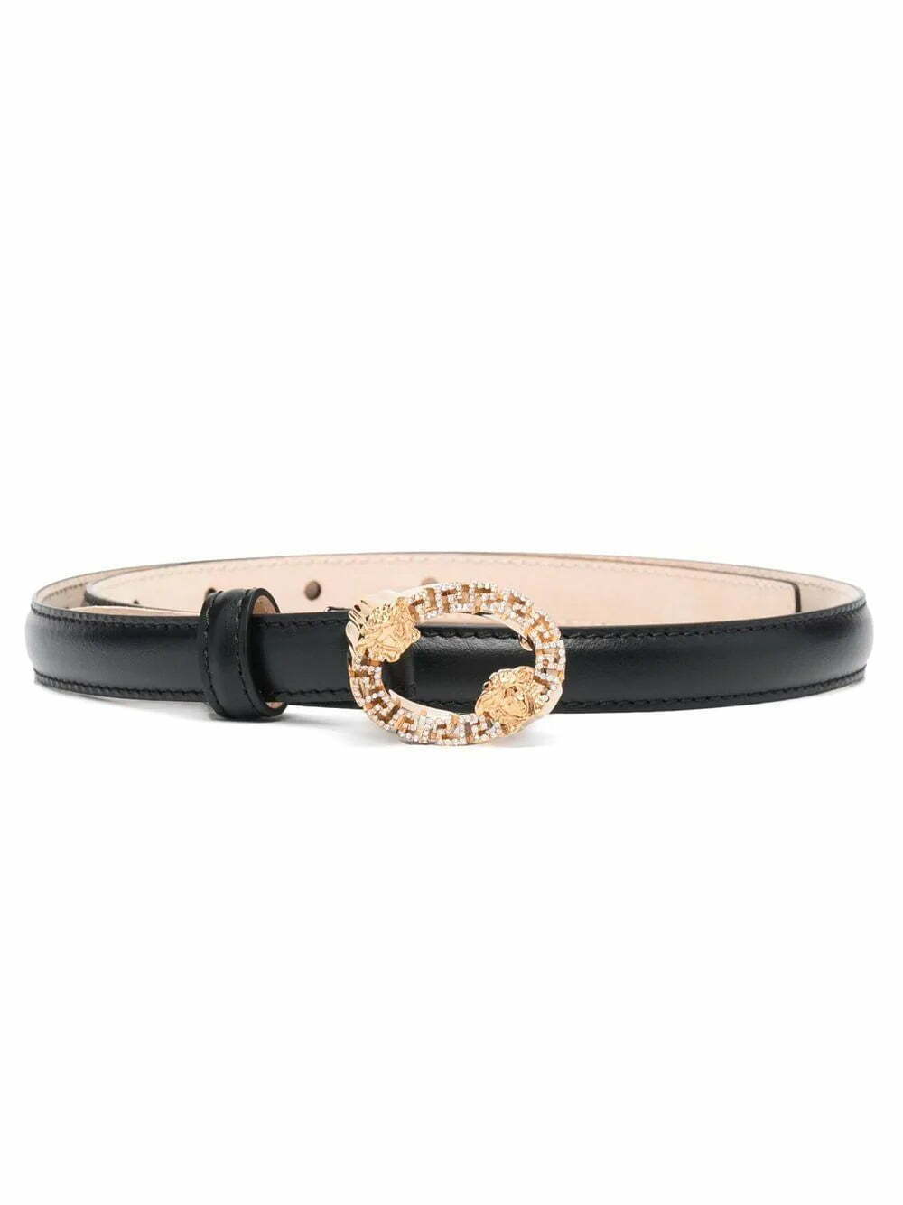 Versace Medusa crystal-embellished leather belt