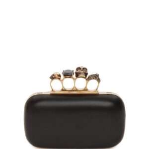 Alexander McQueen leather Skull Four-Ring clutch bag