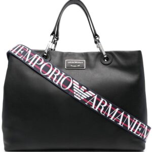 Emporio Armani logo-plaque leather tote bag