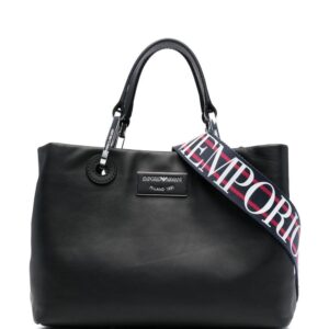 Emporio Armani logo-plaque leather tote bag