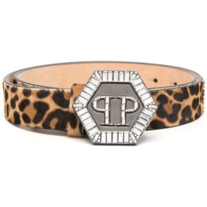 Philipp Plein  Hexagon leopard-print belt