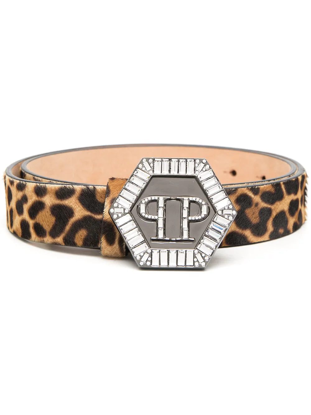 Philipp Plein Hexagon leopard-print belt