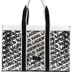 Karl Lagerfeld logo-print transparent beach bag