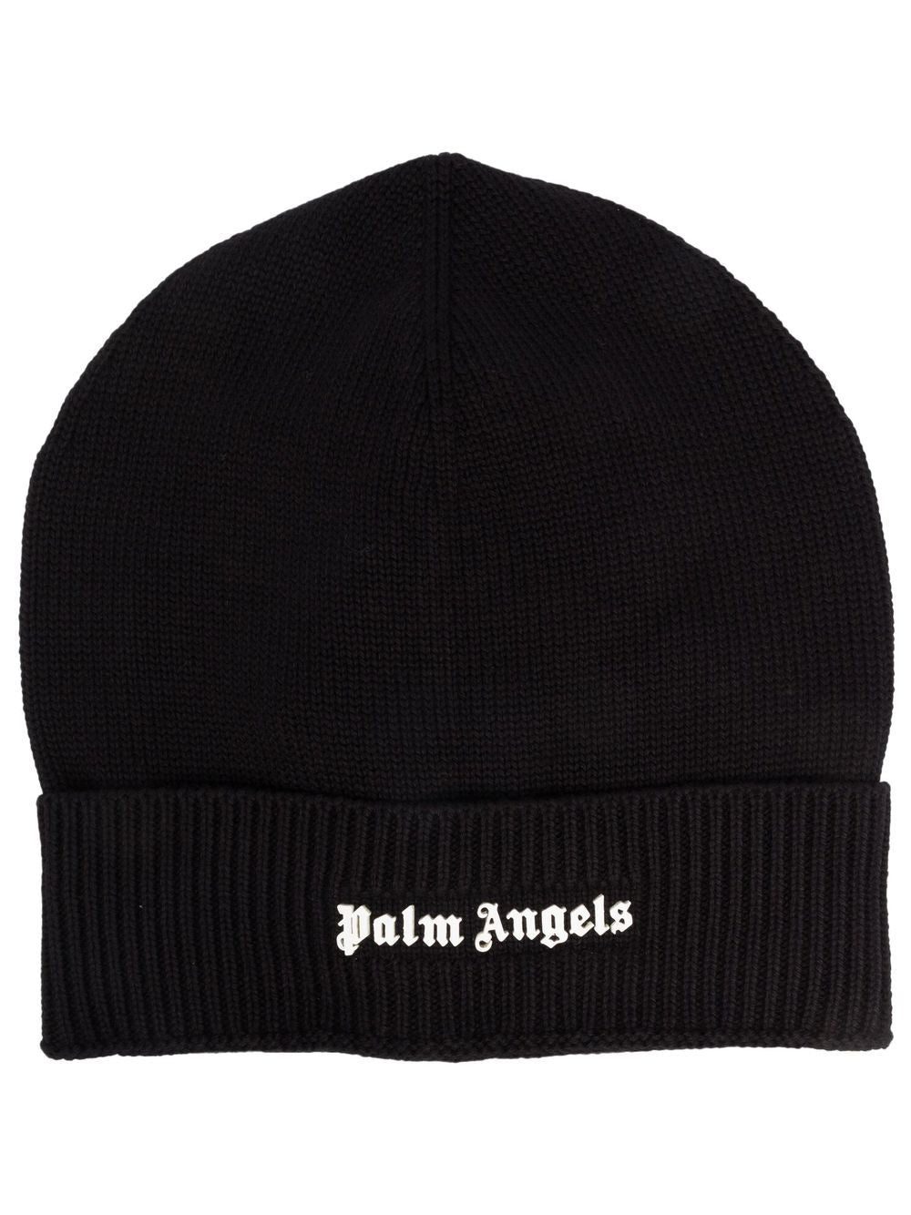 Palm Angels logo-lettering knitted beanie