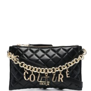 Versace logo-charm quilted clutch bag