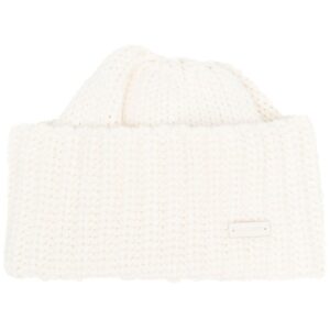 Saint Laurent logo-plaque chunky knit cashmere beanie