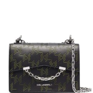 Karl Lagerfeld perforated-logo leather shoulder bag