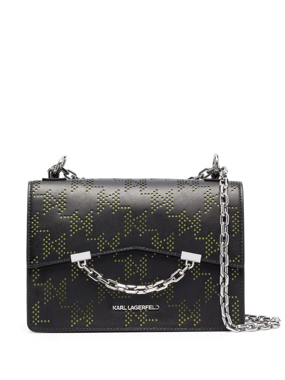 Karl Lagerfeld perforated-logo leather shoulder bag