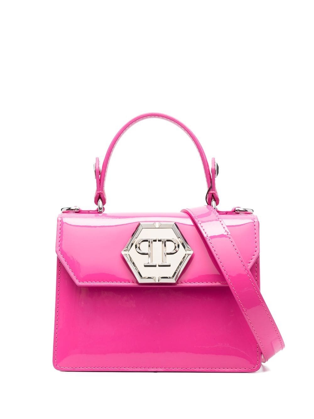 Philipp Plein logo-plaque patent-leather handbag