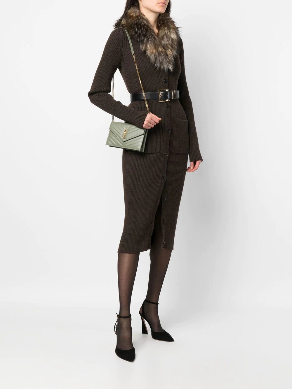 Saint Laurent leather quilted envelope bag - Image 2