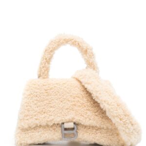 Balenciaga small Hourglass furry top-handle bag