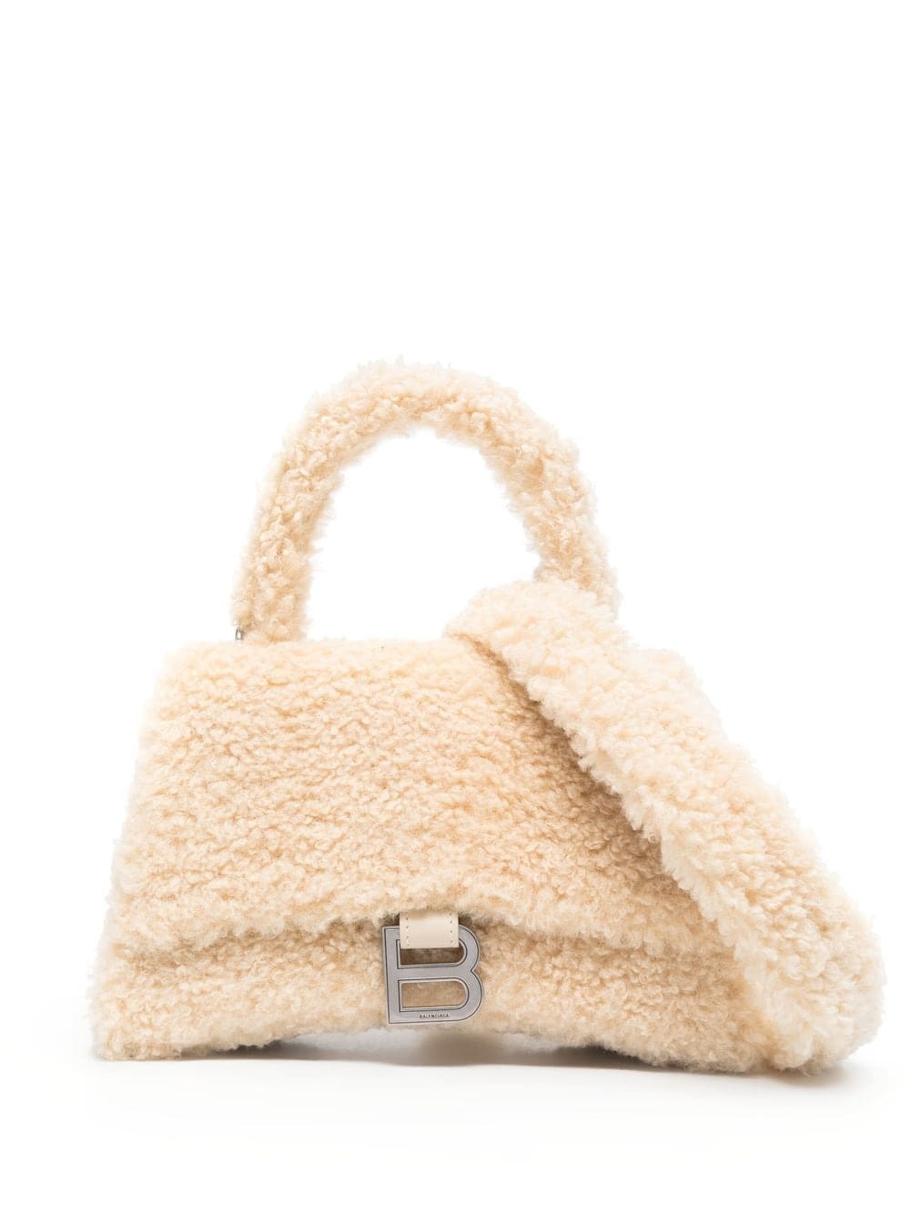 Balenciaga small Hourglass furry top-handle bag