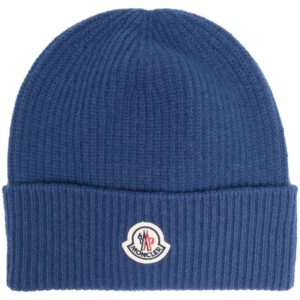 Moncler logo-patch beanie hat