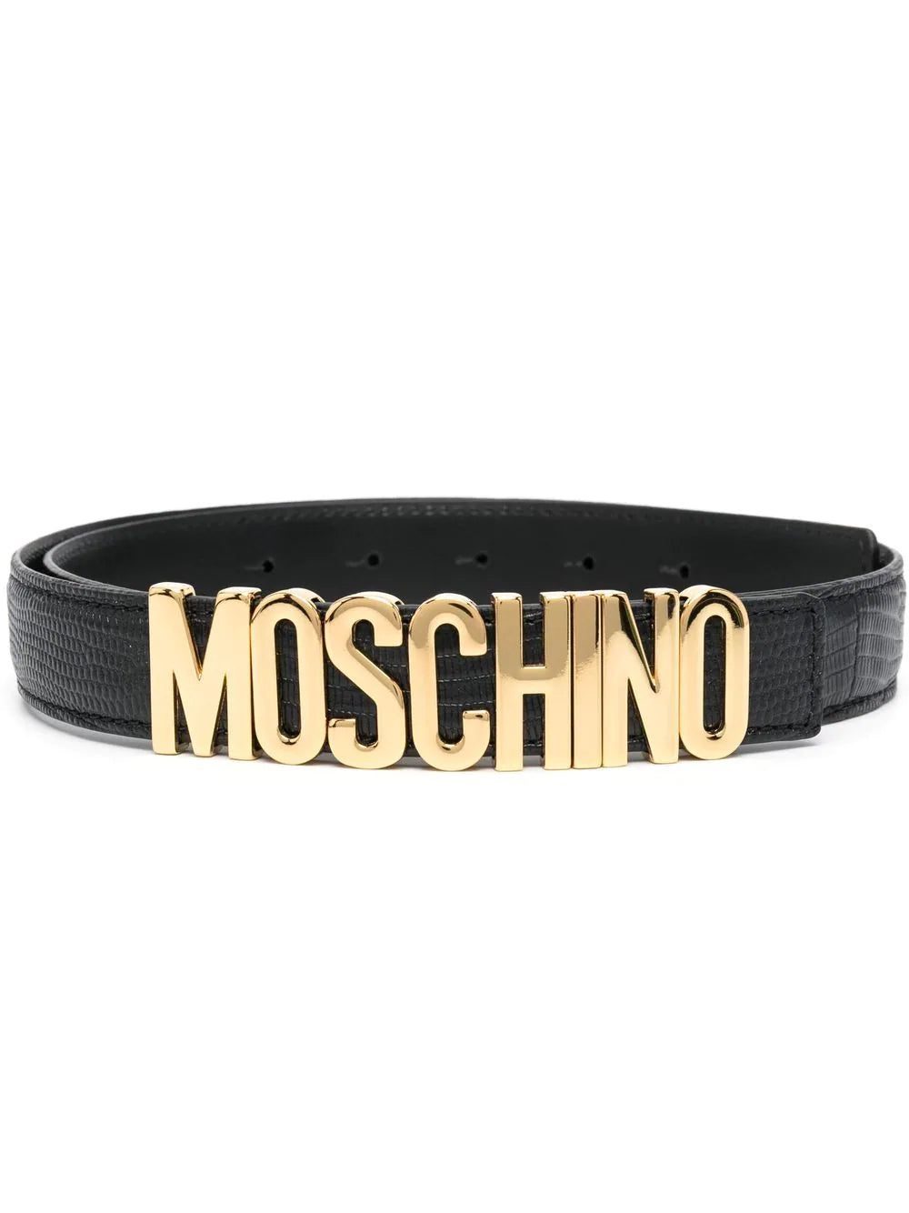Moschino logo letter leather belt