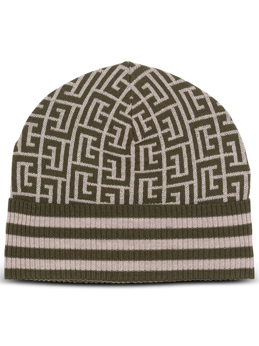 Balmain monogram wool beanie