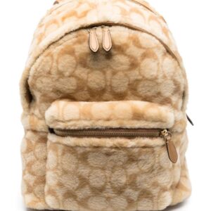 Coach monogram-pattern shearling backpack