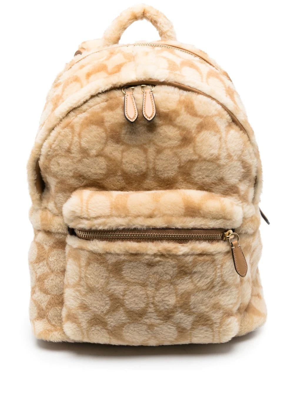 Coach monogram-pattern shearling backpack