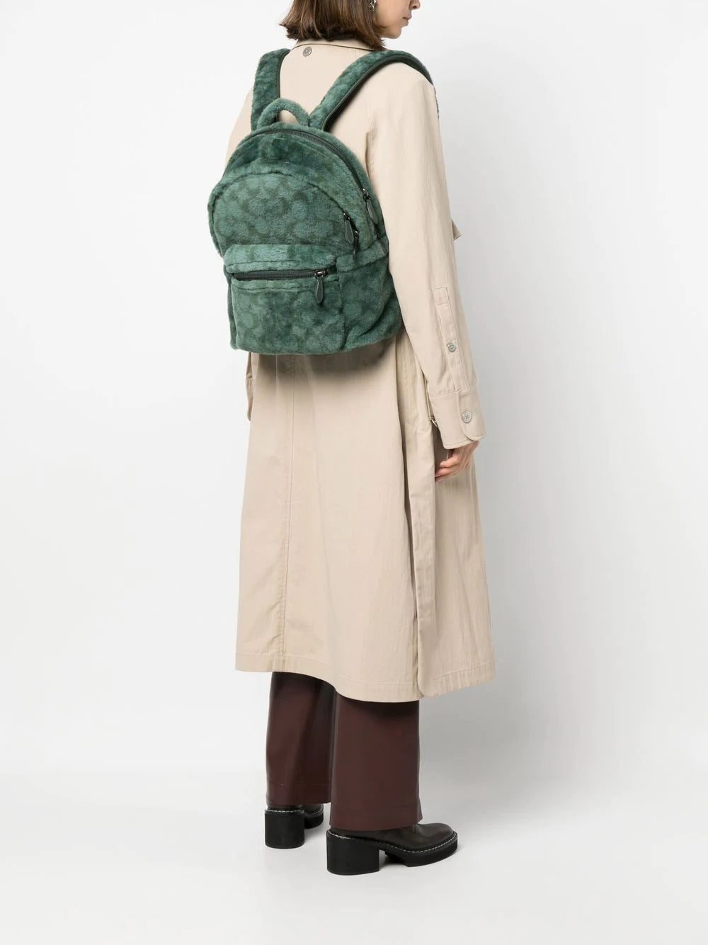 Coach monogram-pattern shearling backpack - Image 2