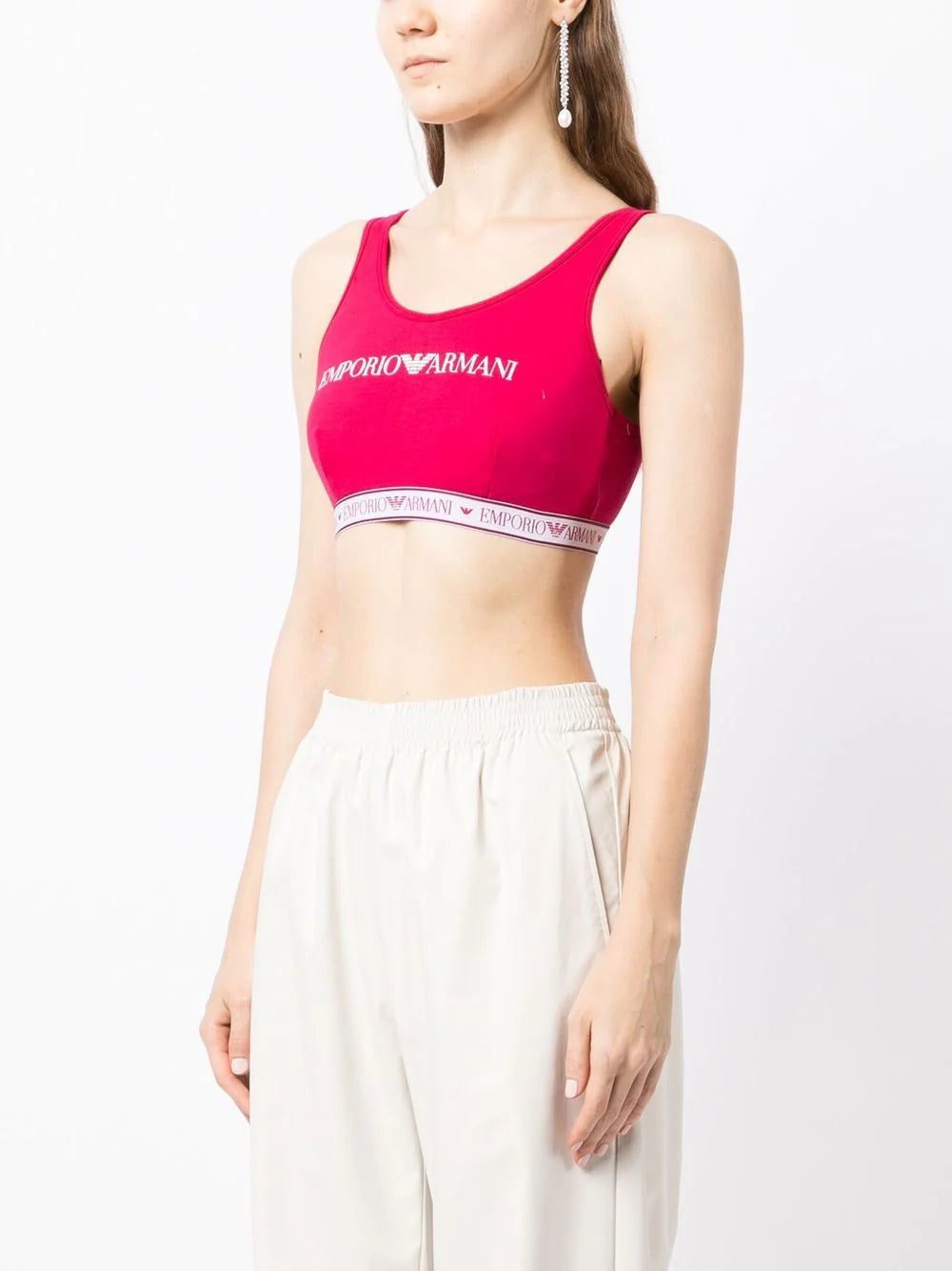 Emporio Armani logo-print cropped tank top - Image 3