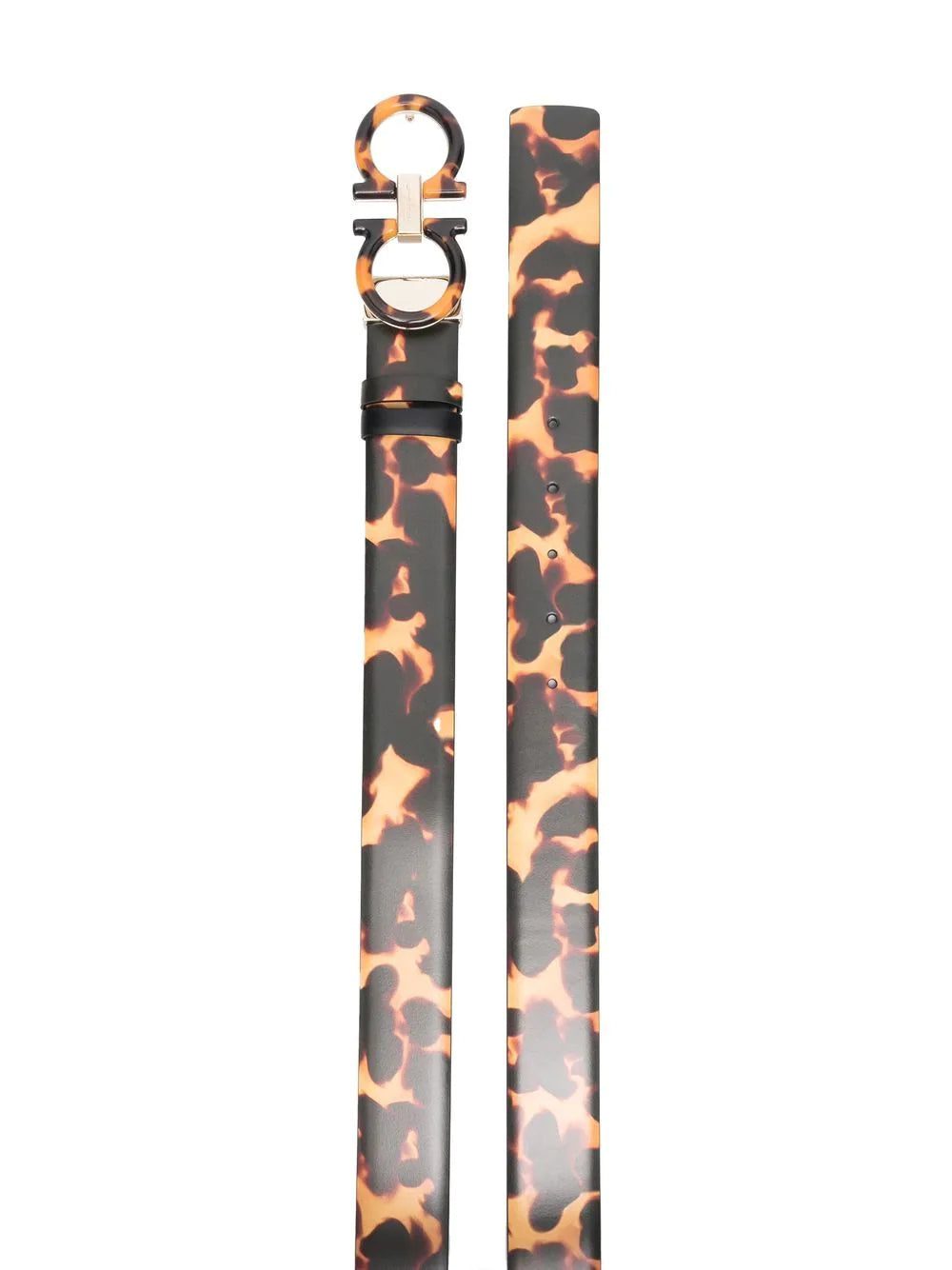 Ferragamo Gancini-buckle tortoiseshell-print belt. - Image 2