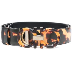 Ferragamo  Gancini-buckle tortoiseshell-print belt.