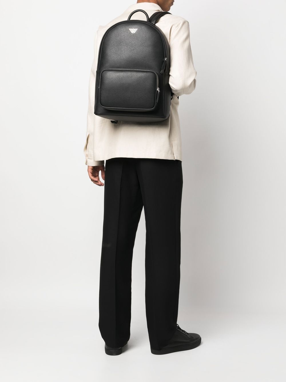 Emporio Armani logo-print leather backpack - Image 2