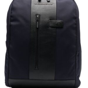 PIQUADRO two-tone logo-patch backpack