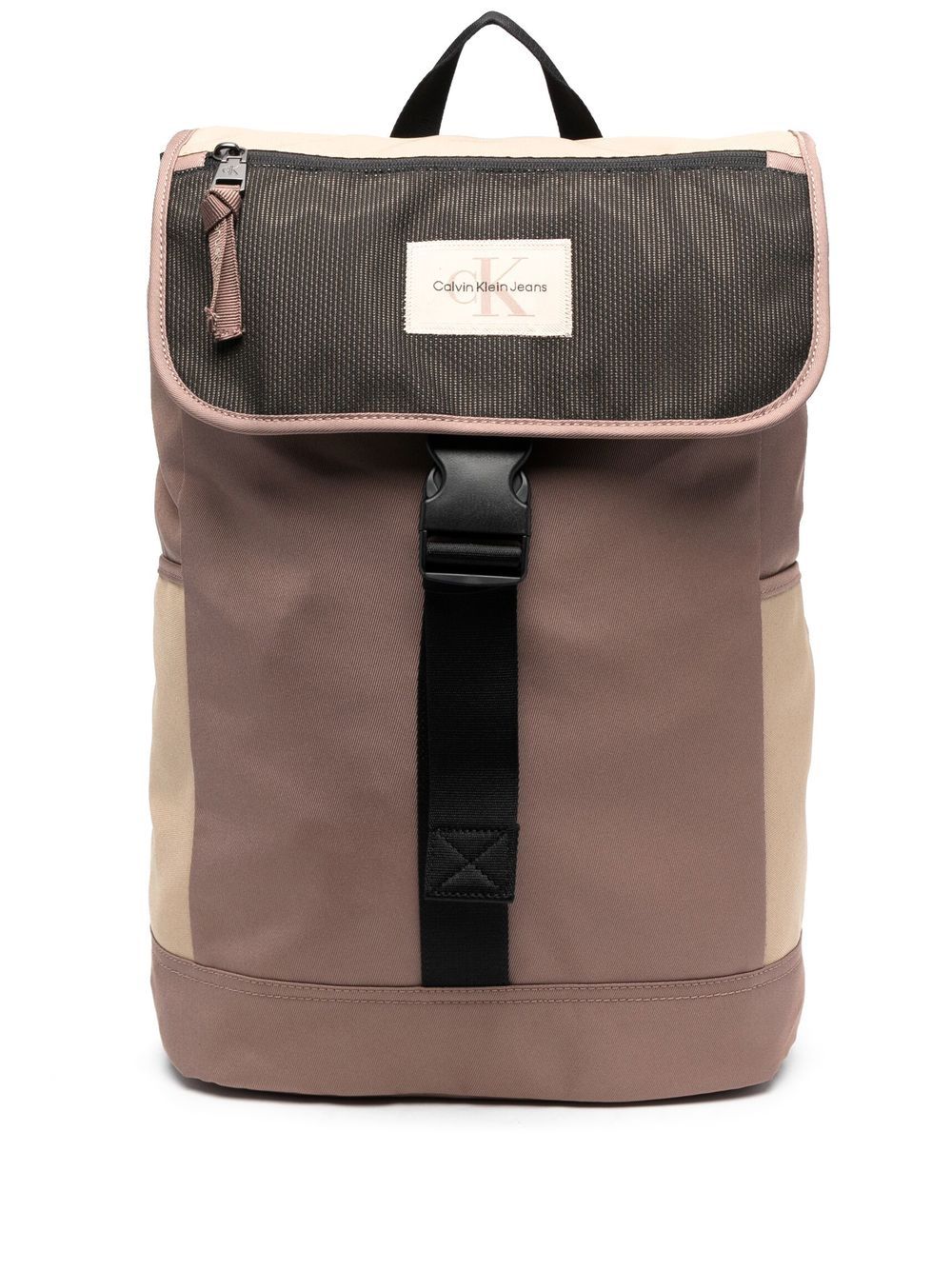 Calvin Klein logo-patch buckled backpack