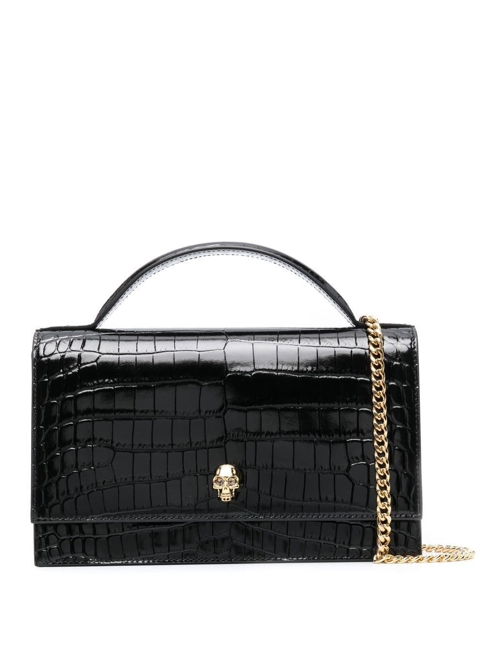 Alexander McQueen Skull crocodile-embossed shoulder bag