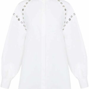 Alexander McQueen  organic-cotton eyelet-detail shirt