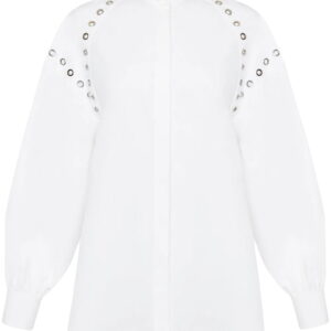 Alexander McQueen  organic-cotton eyelet-detail shirt