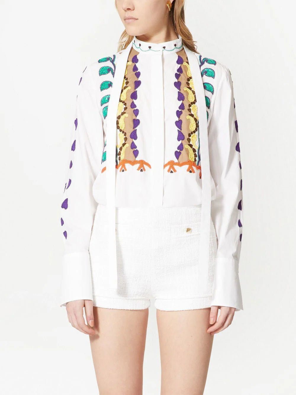 Valentino Garavani bead-embellished cotton poplin shirt - Image 3