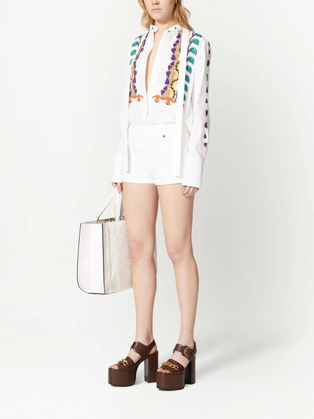 Valentino Garavani bead-embellished cotton poplin shirt - Image 2
