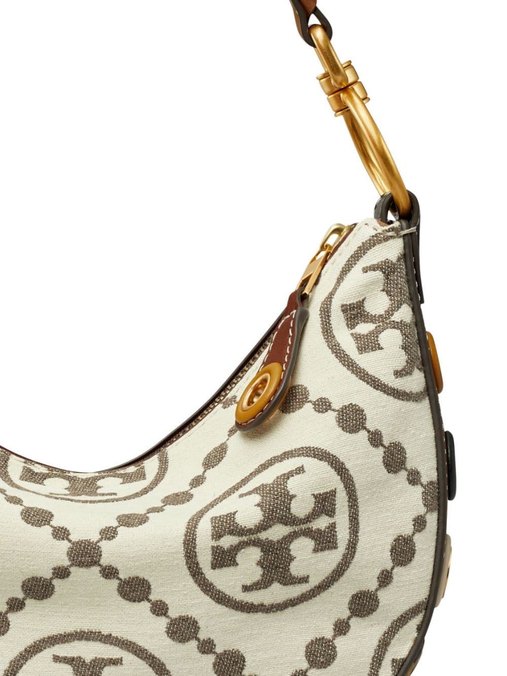 Tory Burch T Monogram-jacquard crescent bag - Image 4
