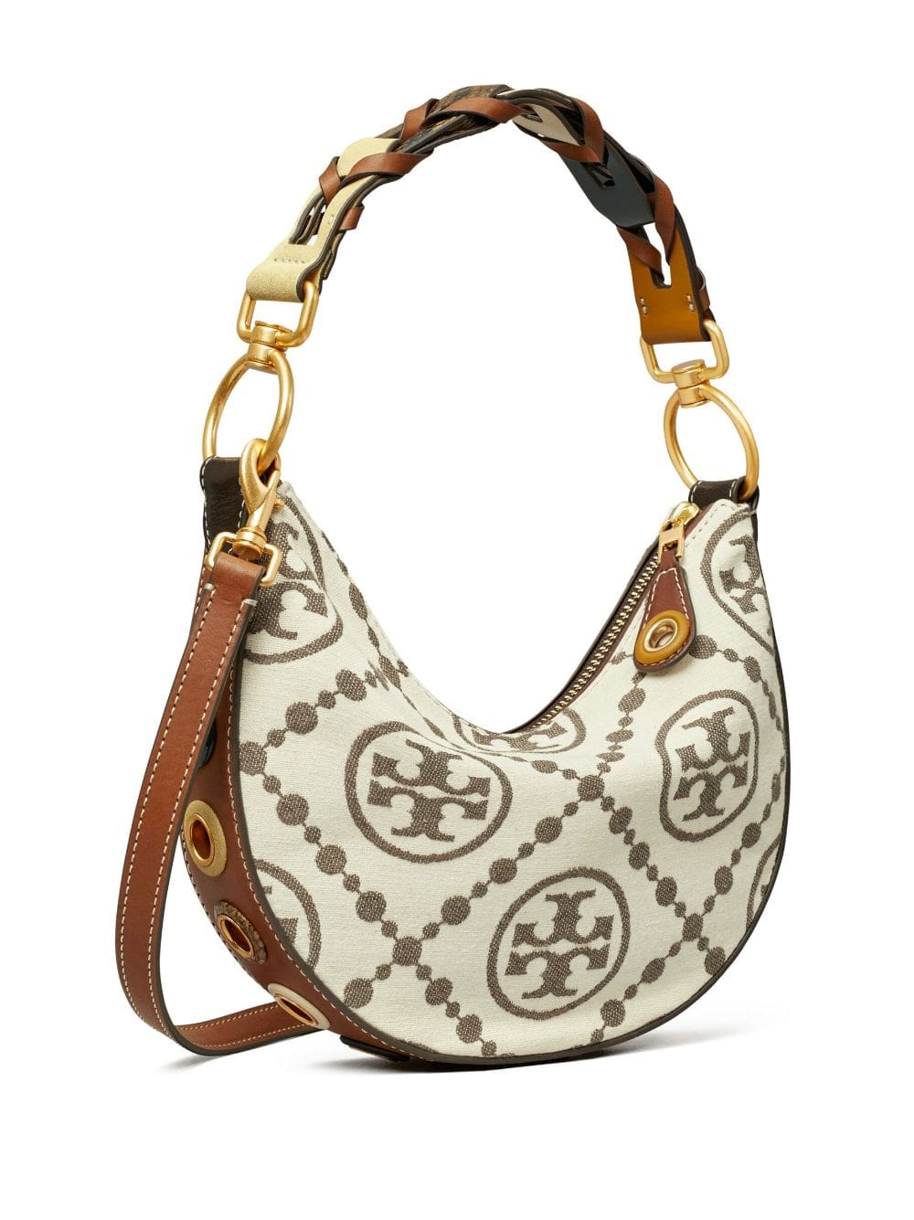 Tory Burch T Monogram-jacquard crescent bag - Image 3